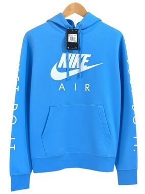 Nike Air JDI Fleece Hoodie Just Do It Sleeve Logo Blue M NWT